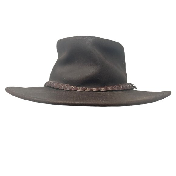 Christopher Jozy XS 6 1/2 Leather Wallaroo Oiled Australian Aussie Outback Hat - Picture 2 of 9